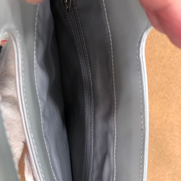 NWT Adidas Originals Carlo Gruber women’s silver purse handbag faux fur trim - Picture 6 of 6